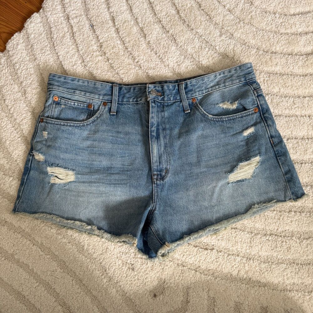 Madewell Relaxed Denim Shorts in Renfield Wash: Destructed Edition Size 32